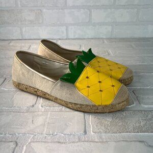 Avon Cushion Walk Espadrille Flats Womens 9 Pineapple Slip‎ On Canvas Casual